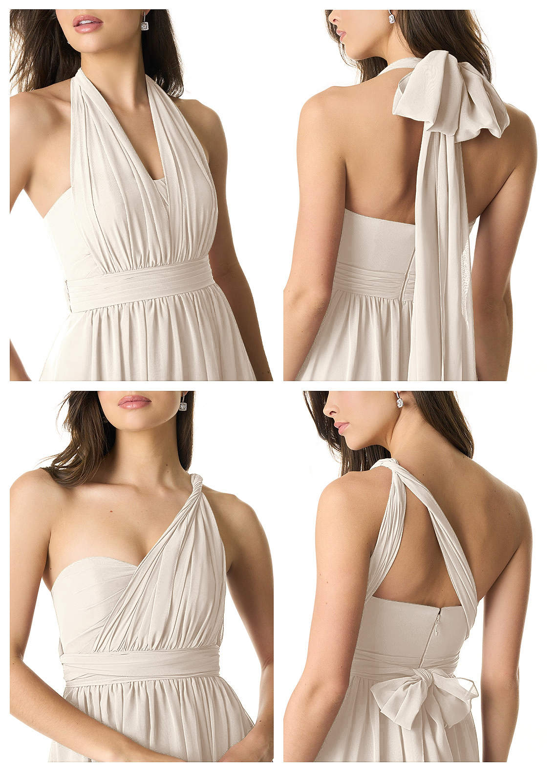 Olani A-Line V-Neck Chiffon Bridesmaid Dress in White Alabaster