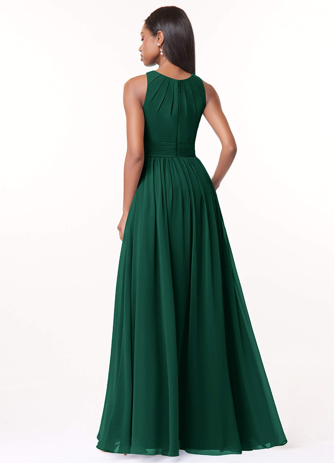 Harper A-Line Scoop-Neck Chiffon Bridesmaid Dress in Emerald