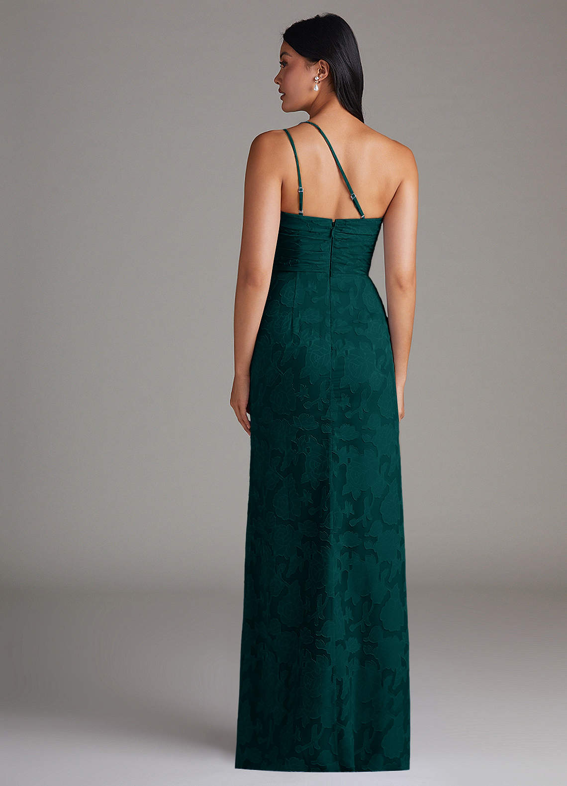 Eren Sheath One-Shoulder Floral Burnout Bridesmaid Dress in Pine