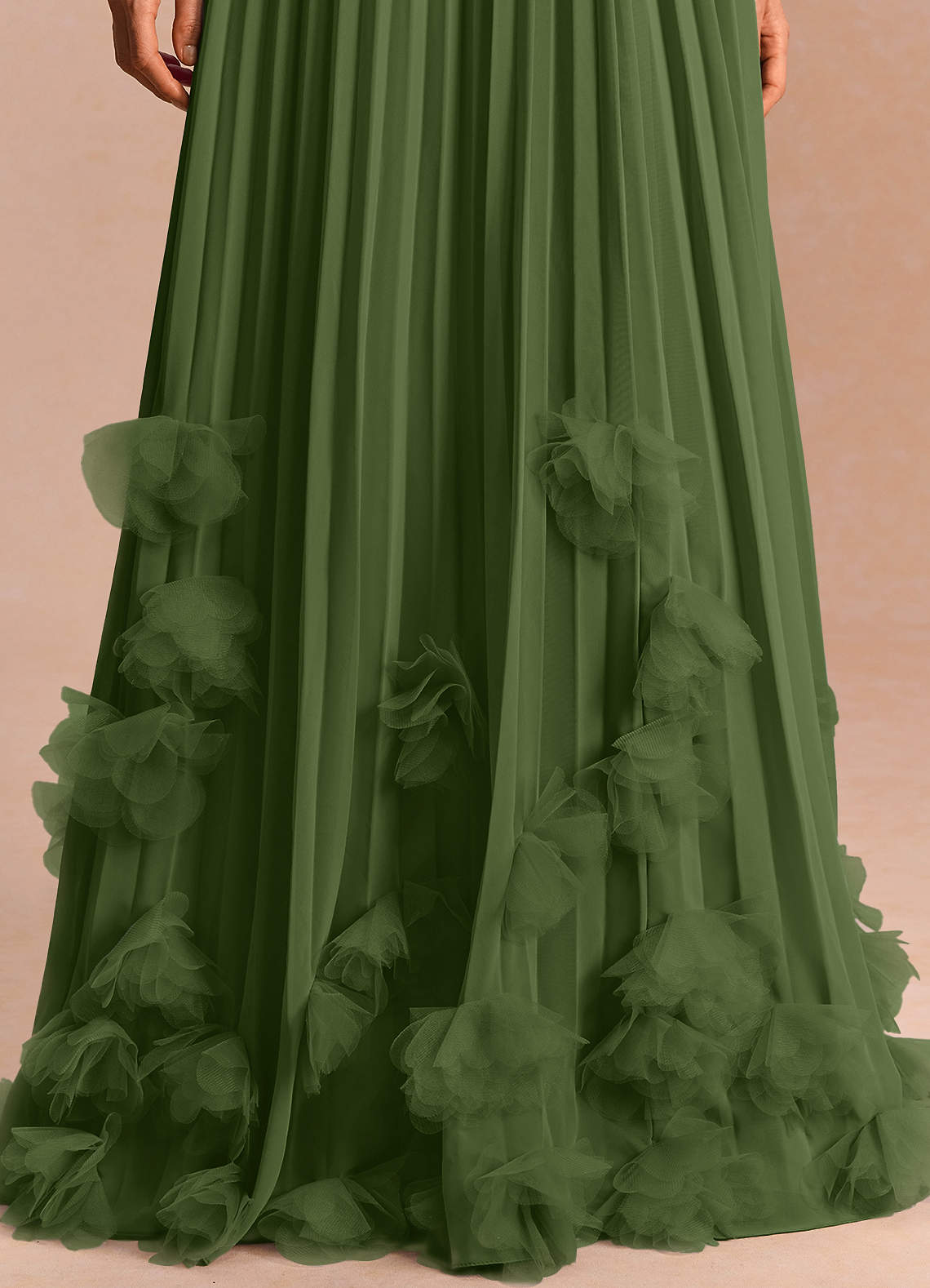 Lucette A-Line Halter Chiffon Evening Dress in Olive