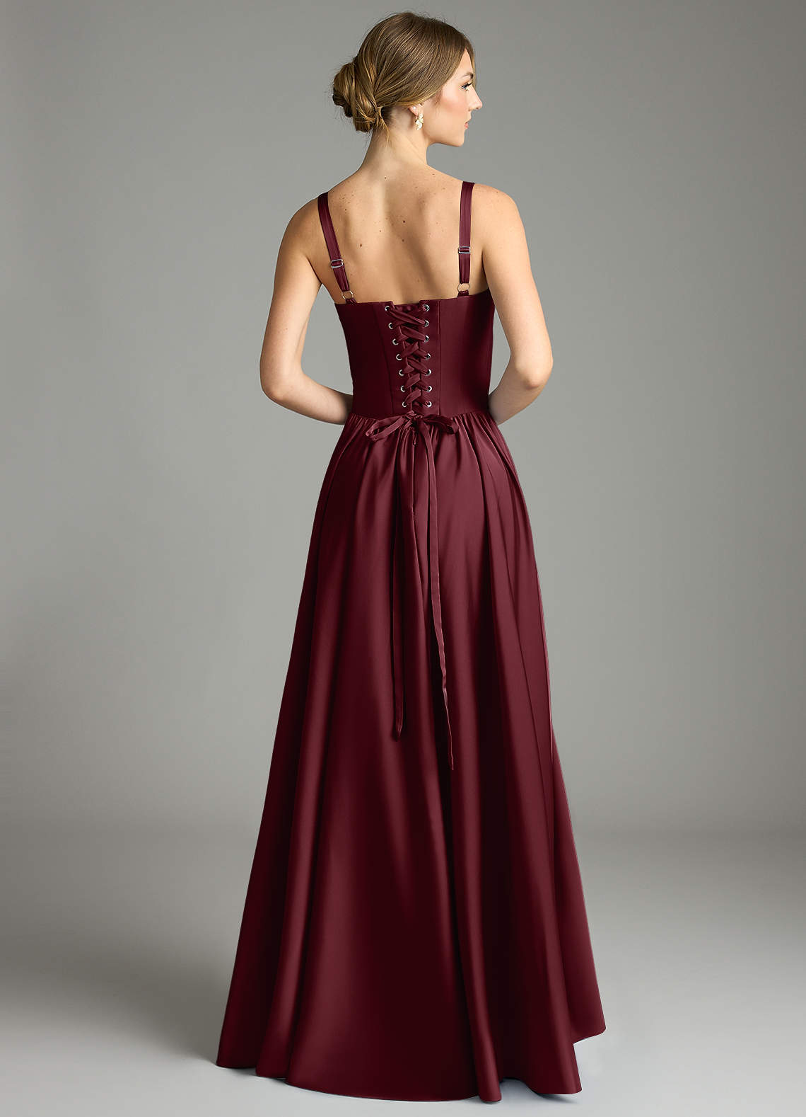 Evadina A-Line Sweetheart Stretch Satin Bridesmaid Dress in Cabernet