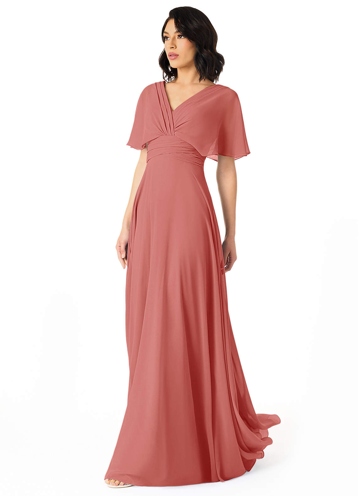 Pamela A-Line V-Neck Chiffon Bridesmaid Dress in Antique Rose