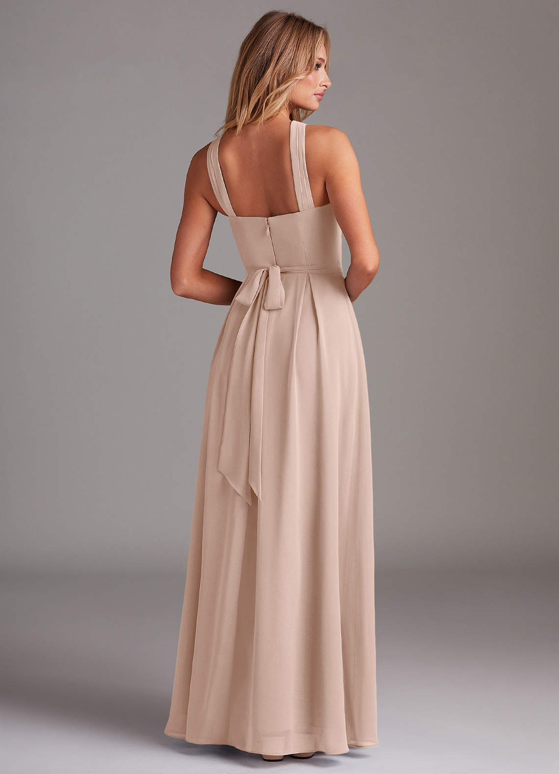 Dixie A-Line Halter Chiffon Bridesmaid Dress in English Rose