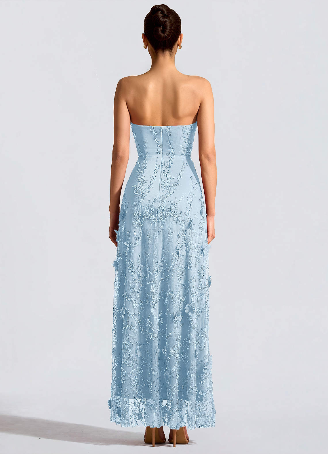 Fairuza A-Line Straight-Neck Tulle Wedding Guest Dress in Blue