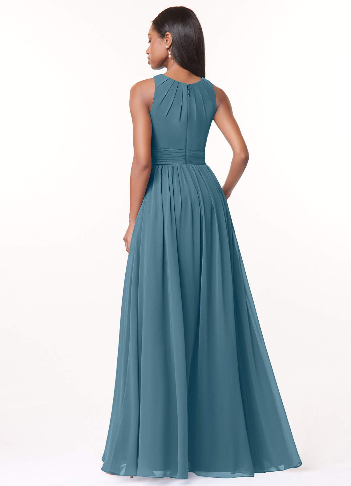 Harper A-Line Scoop-Neck Chiffon Bridesmaid Dress in Bermuda
