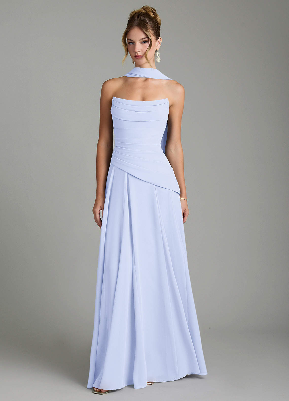 Gabriela A-Line Cowl-Neck Chiffon Bridesmaid Dress in Lavender