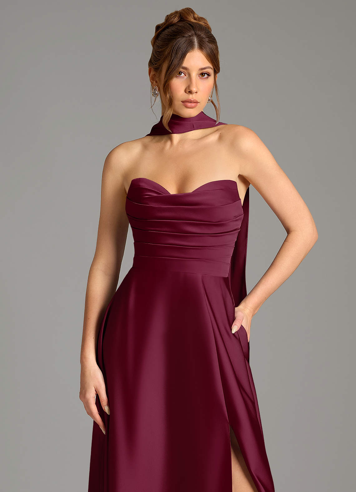 Ayla A-Line Sweetheart Stretch Satin Bridesmaid Dress in Mulberry