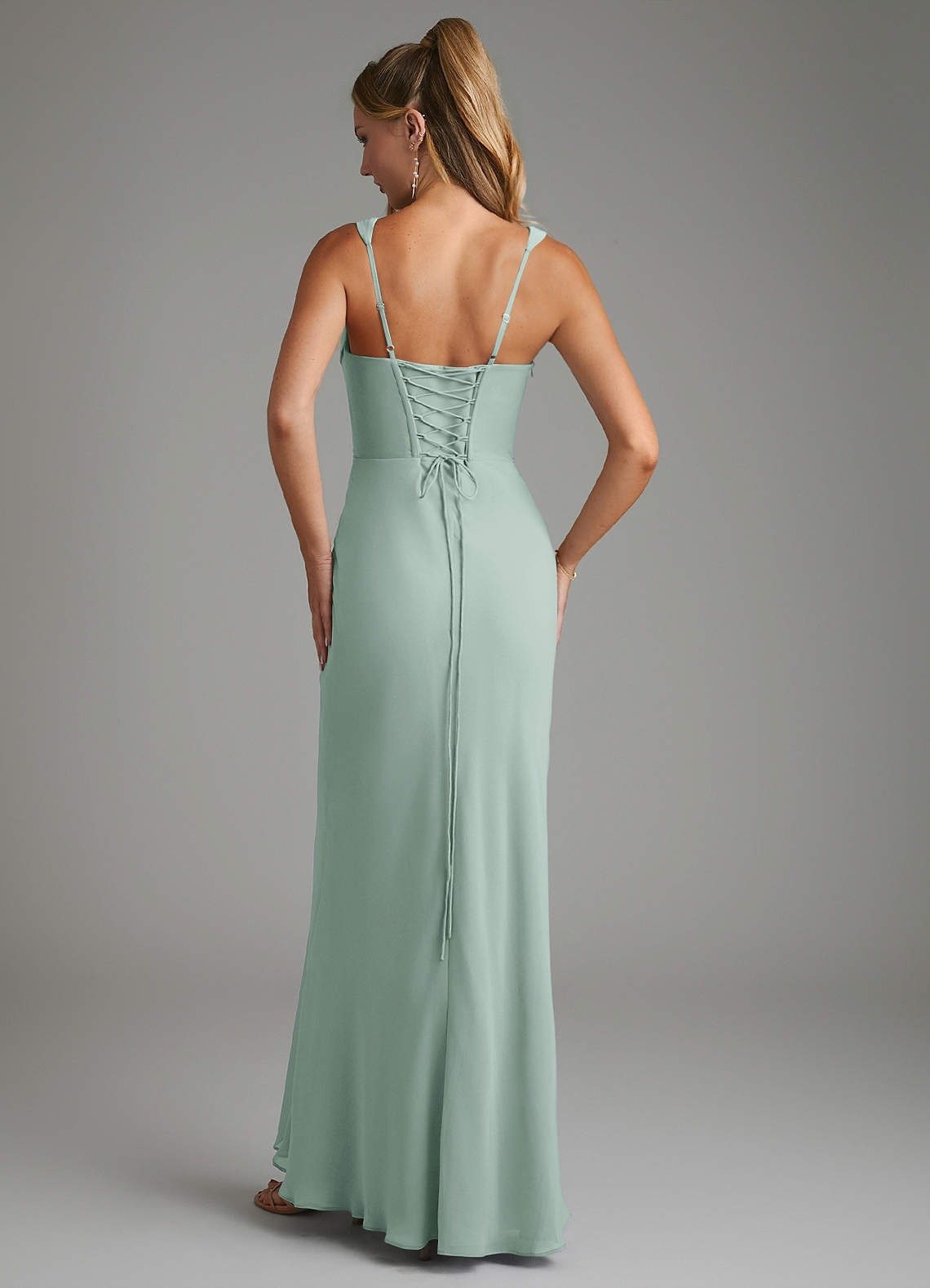 Asa Sheath Square-Neck Chiffon Bridesmaid Dress in Agave