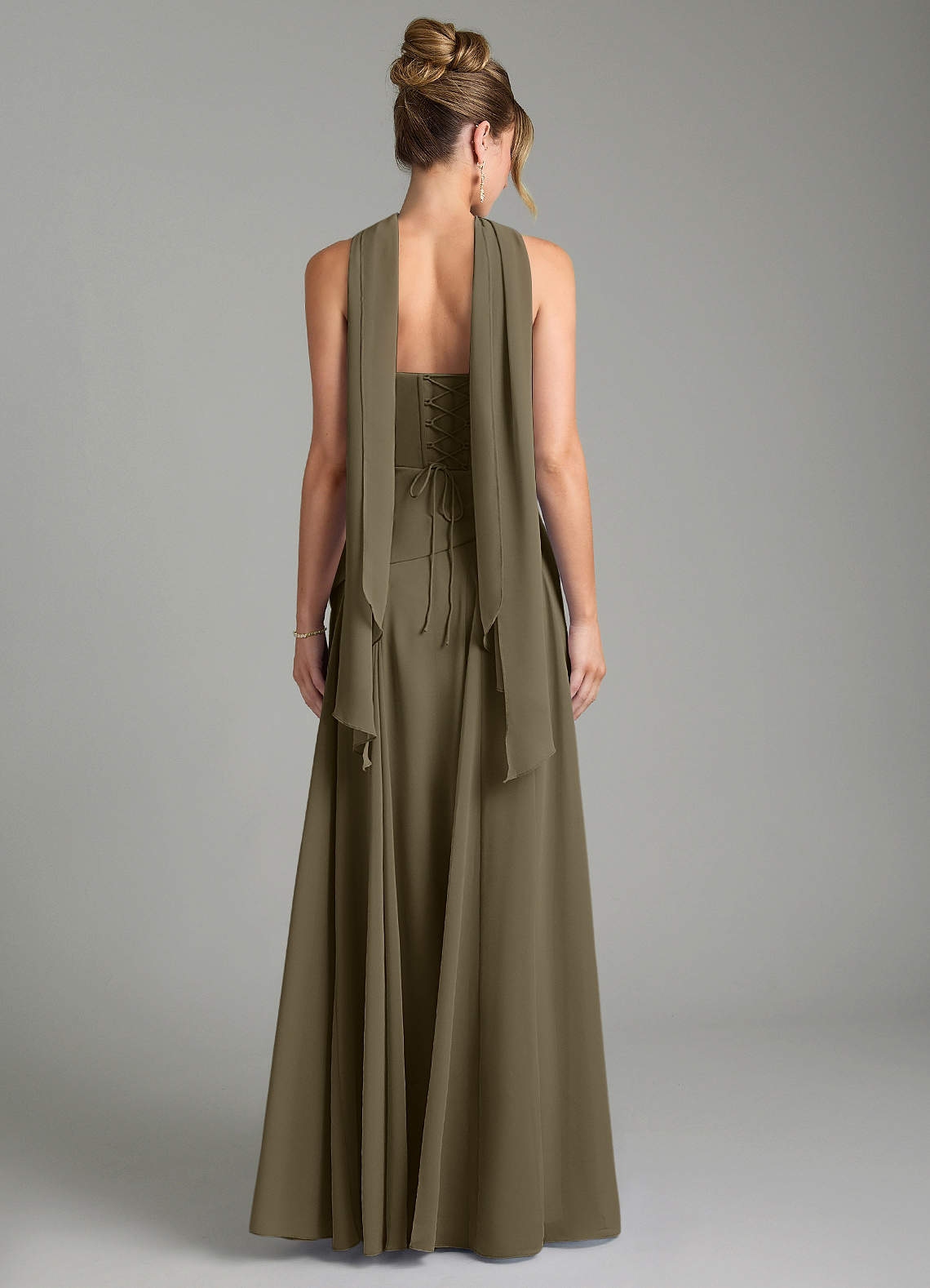 Gabriela A-Line Cowl-Neck Chiffon Bridesmaid Dress in Willow Green
