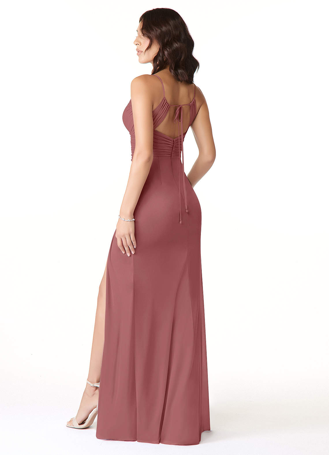 Reneya Mermaid V-Neck Mesh Bridesmaid Dress in Amethyst