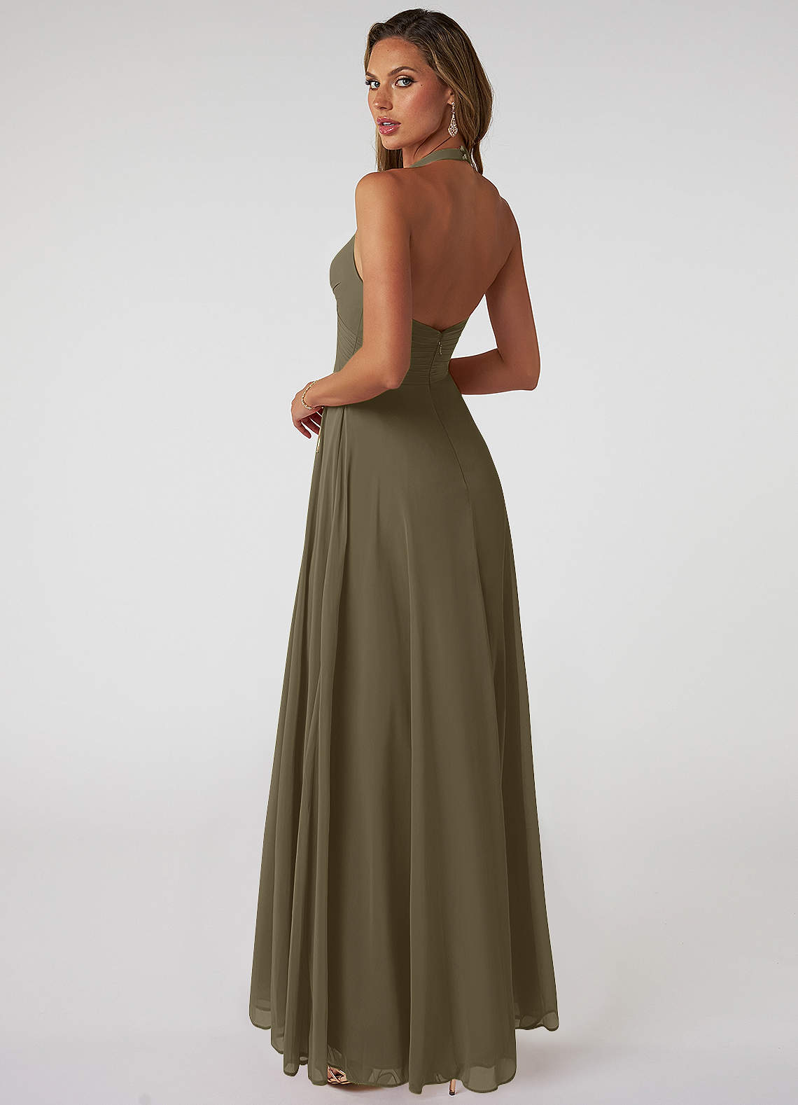 Tessie A-Line V-Neck Chiffon Bridesmaid Dress in Willow Green