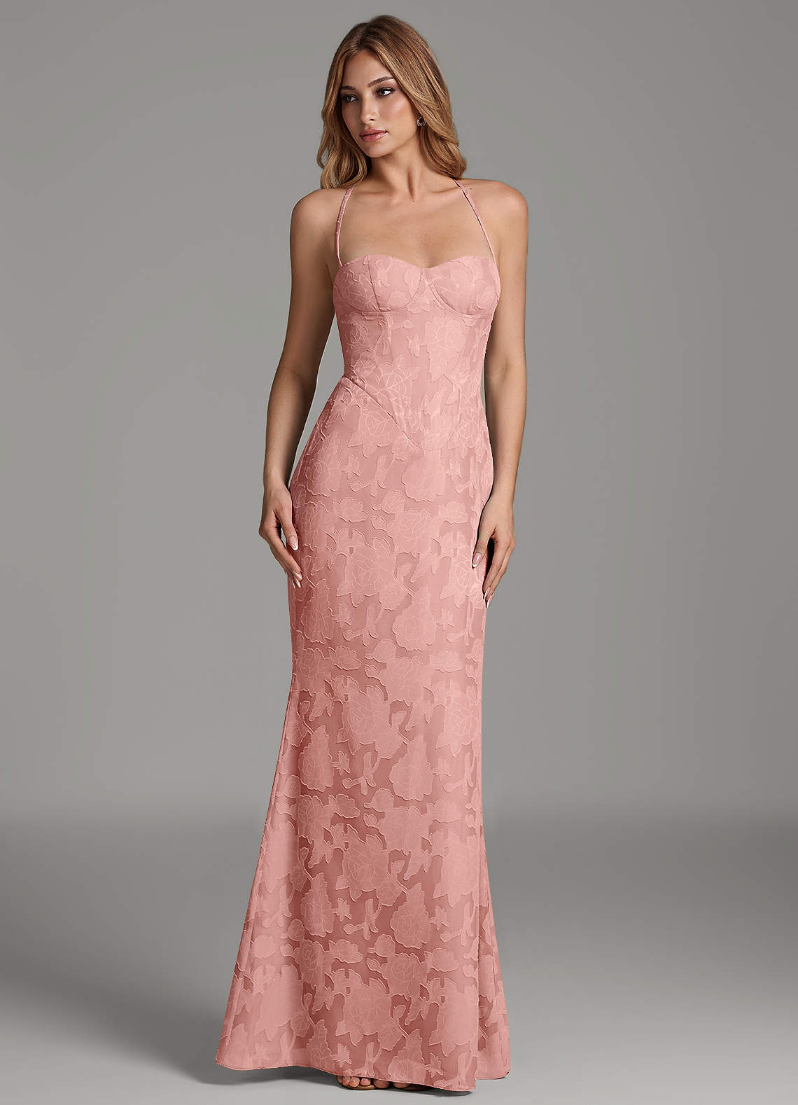 Dara Mermaid Sweetheart Floral Burnout Bridesmaid Dress in Rosette