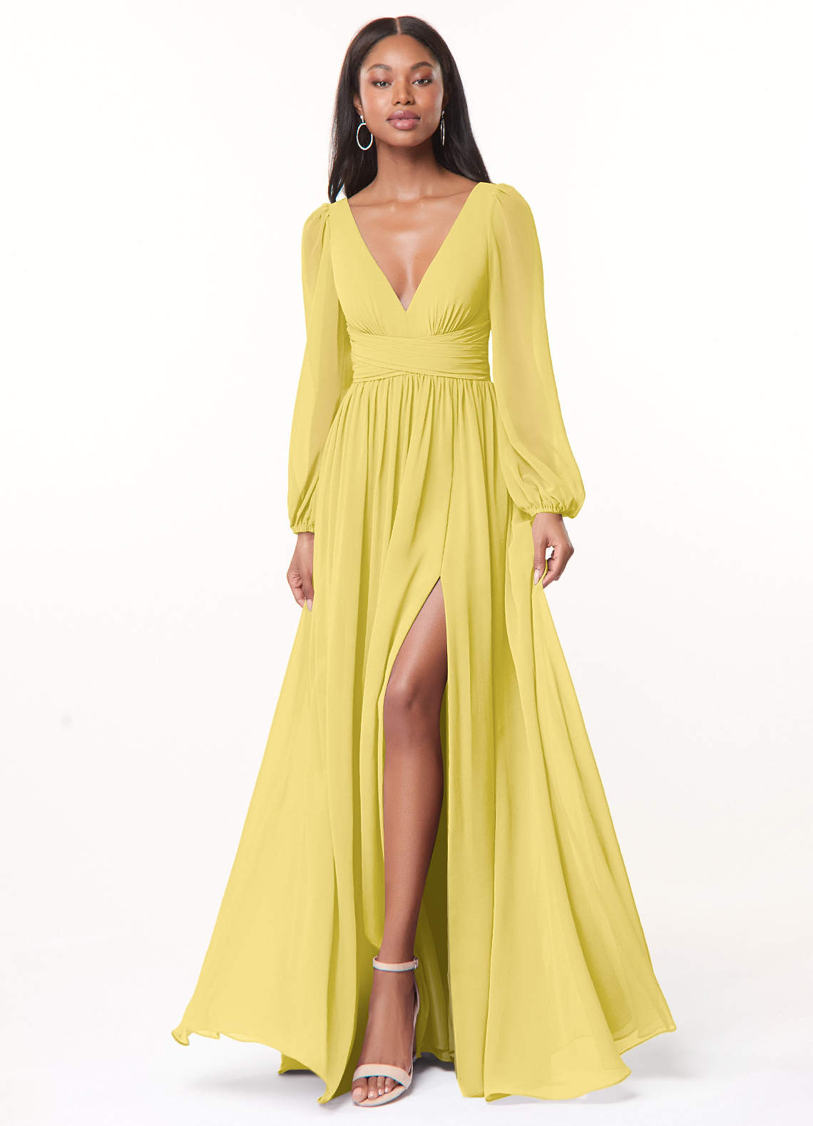 Norah A-Line V-Neck Chiffon Bridesmaid Dress in Canary