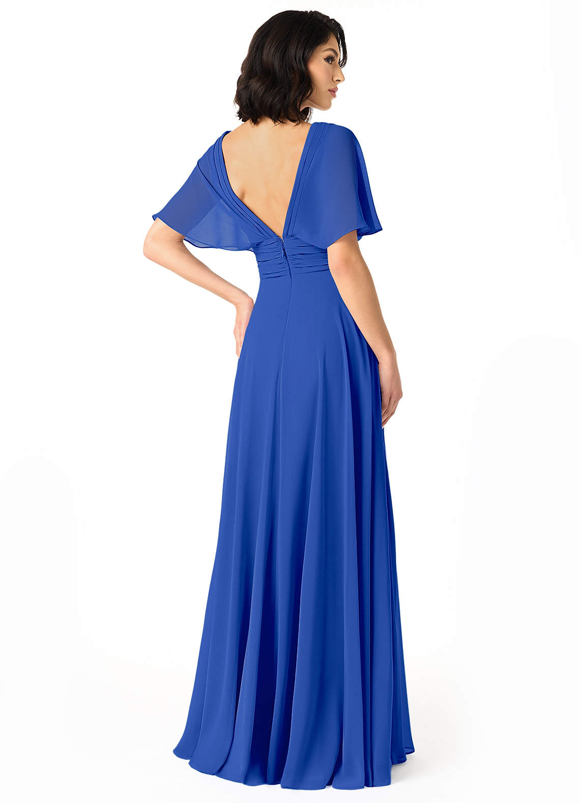 Pamela A-Line V-Neck Chiffon Bridesmaid Dress in Royal Blue