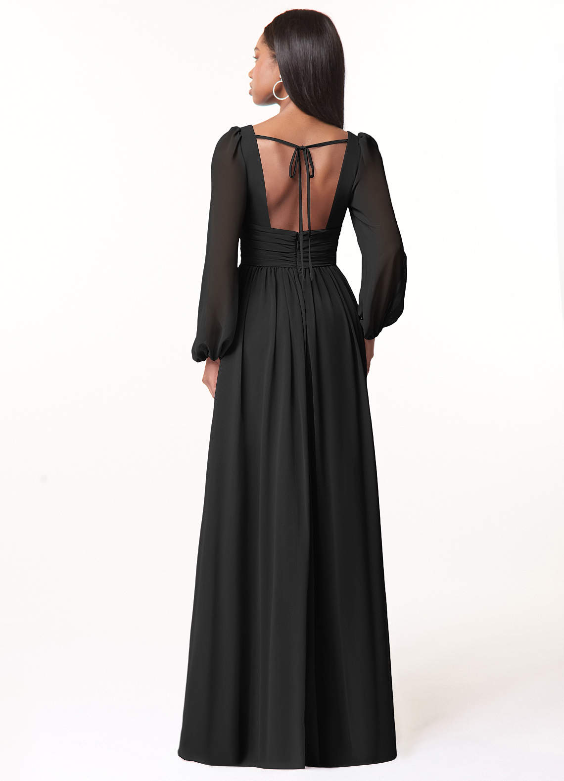 Norah A-Line V-Neck Chiffon Bridesmaid Dress in black