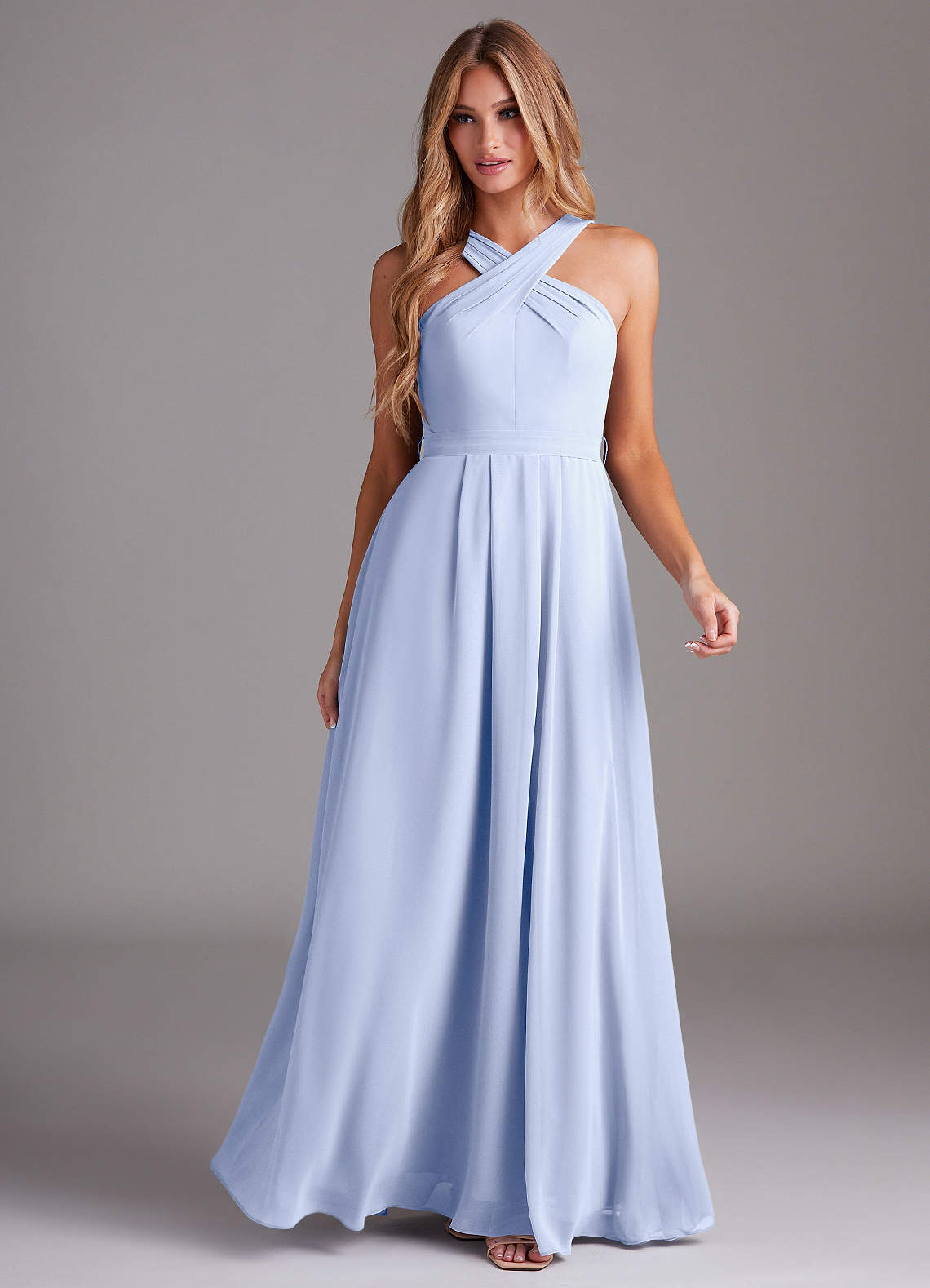 Dixie A-Line Halter Chiffon Bridesmaid Dress in Ice