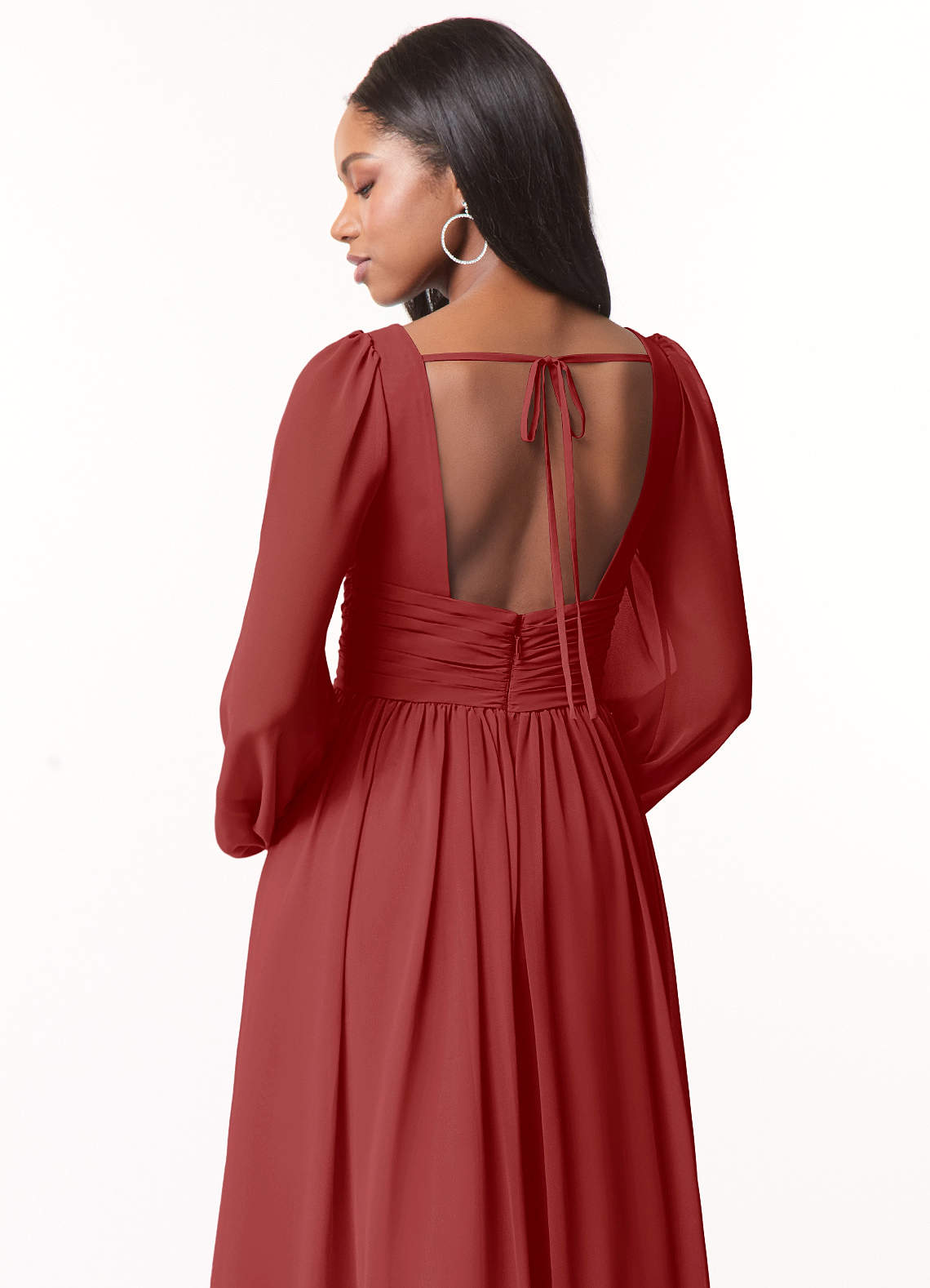 Norah A-Line V-Neck Chiffon Bridesmaid Dress in Rust