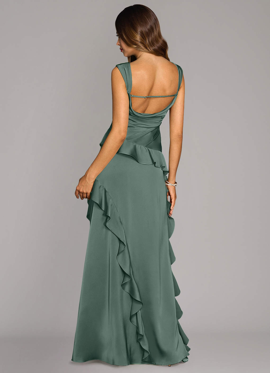 Sloane A-Line Sweetheart Stretch Satin Bridesmaid Dress in Sea Moss