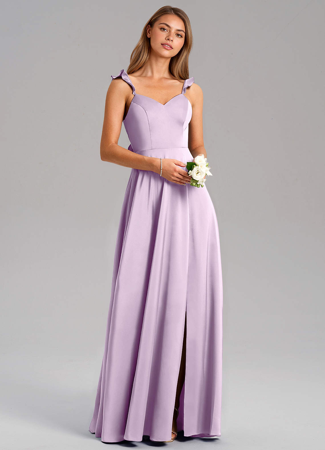 Everett A-Line V-Neck Chiffon Bridesmaid Dress in Frosted Lilac