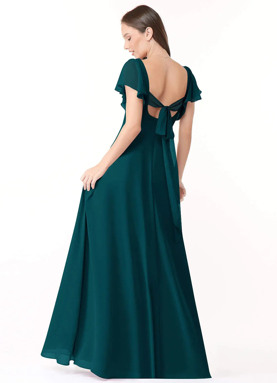 Syenna A-Line V-Neck Chiffon Bridesmaid Dress in Pine
