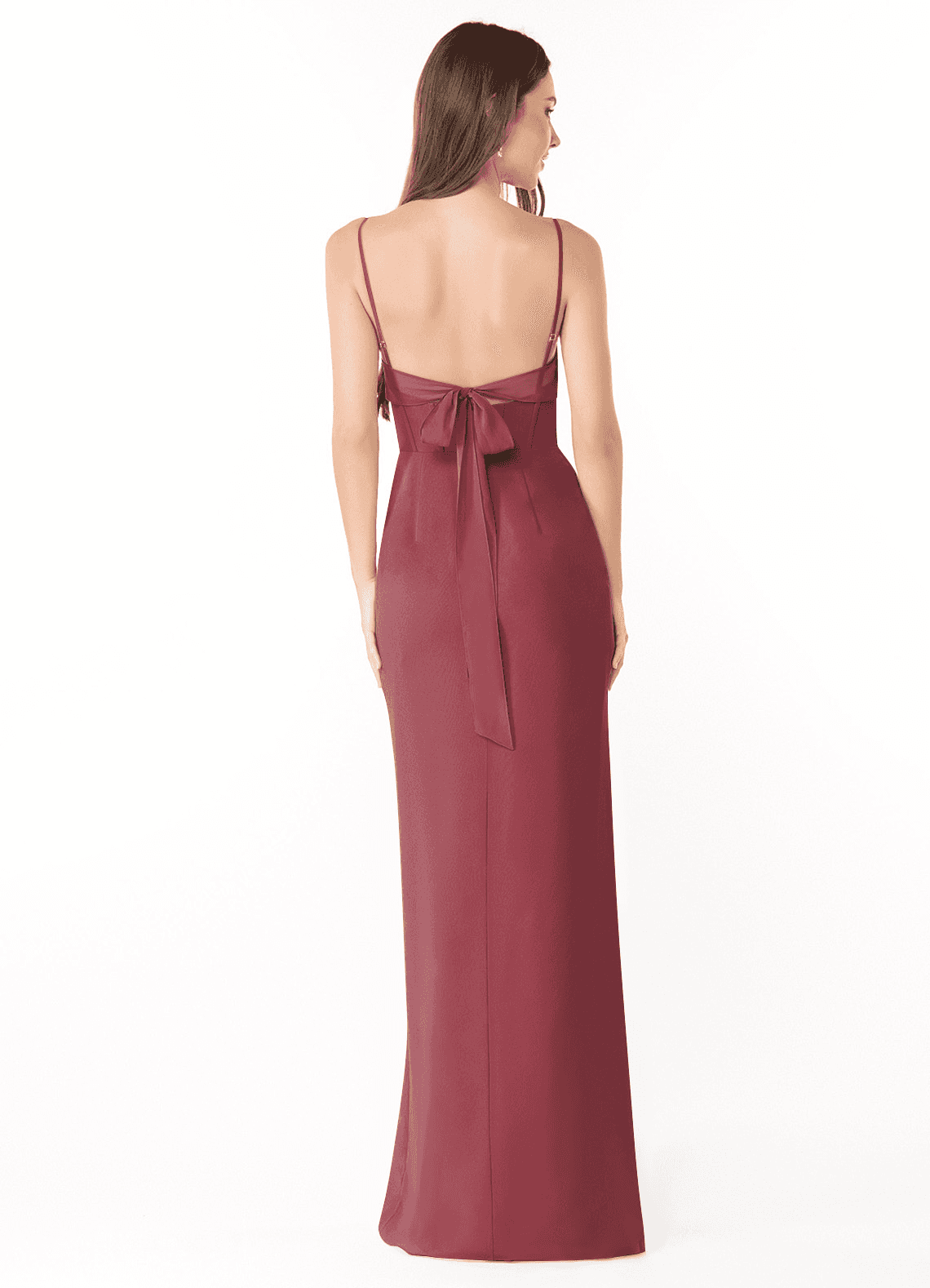 Mai Sheath Cowl-Neck Chiffon Bridesmaid Dress in Merlot