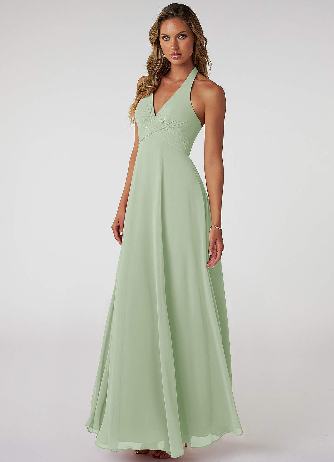 Tessie A-Line V-Neck Chiffon Bridesmaid Dress in Dusty Sage