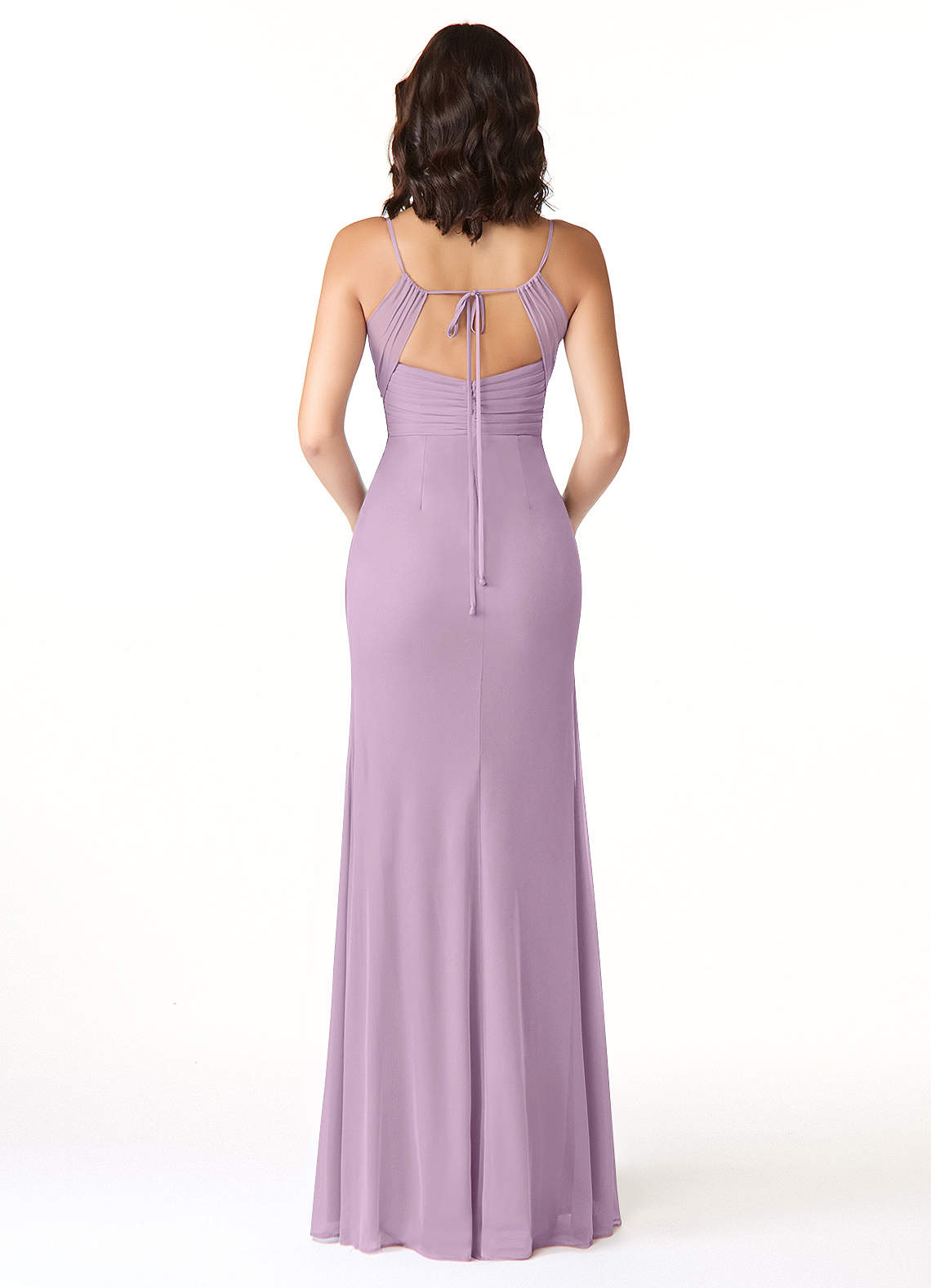Reneya Mermaid V-Neck Mesh Bridesmaid Dress in Wisteria