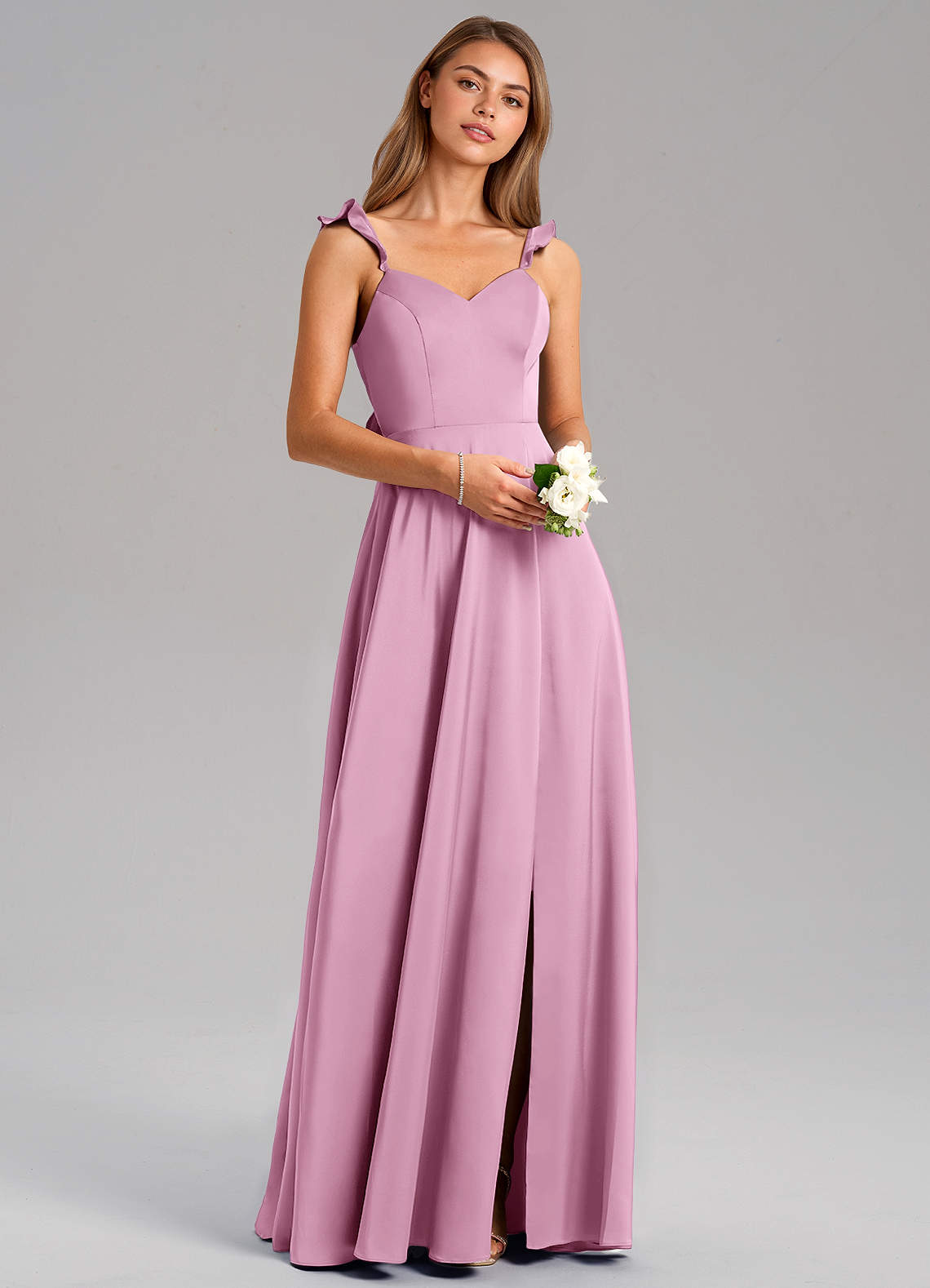 Everett A-Line V-Neck Chiffon Bridesmaid Dress in candy pink