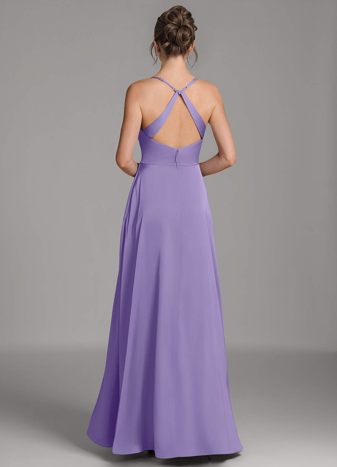 Frankie A-Line Scoop-Neck Stretch Satin Bridesmaid Dress in Tahiti