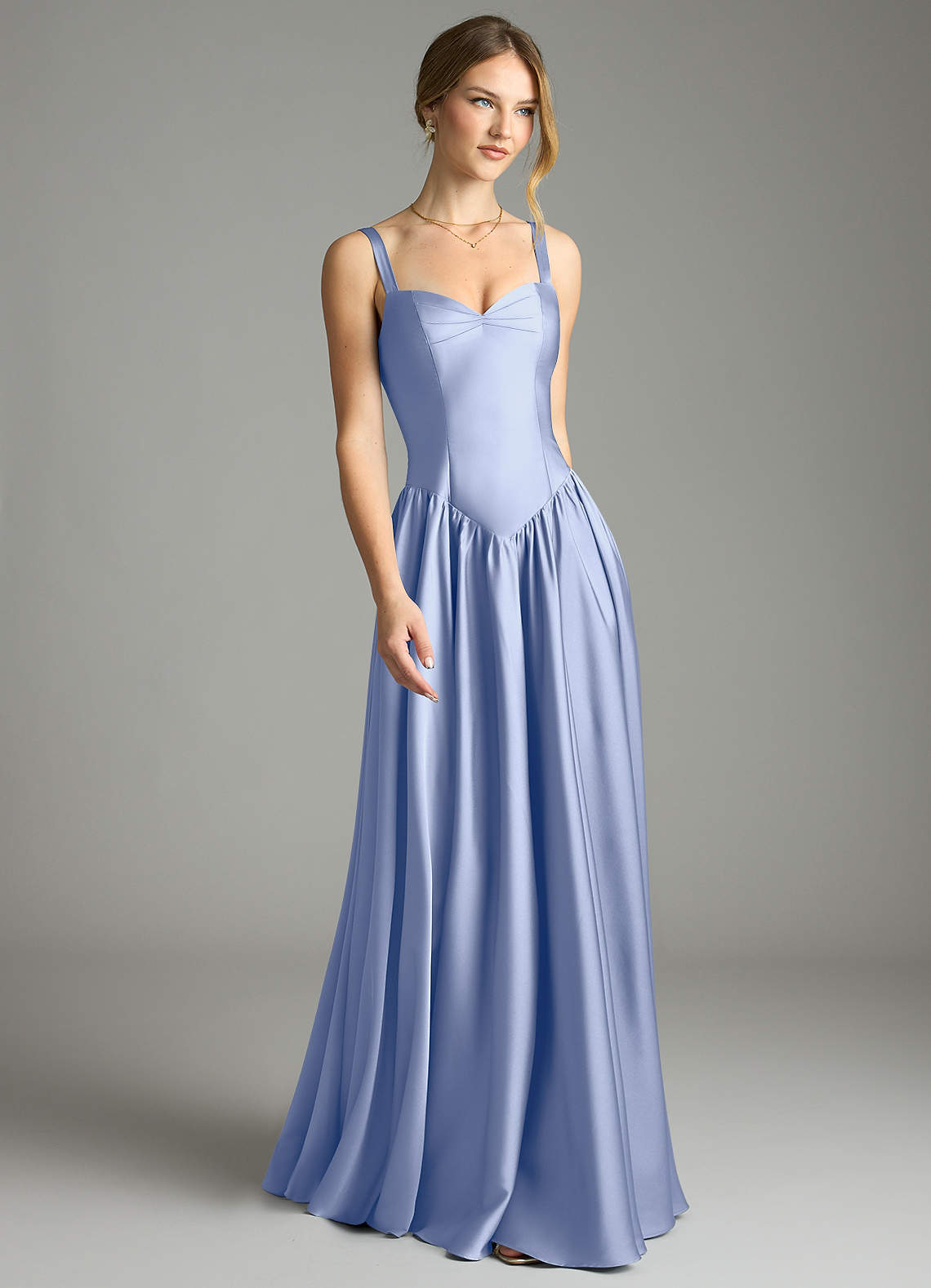 Evadina A-Line Sweetheart Stretch Satin Bridesmaid Dress in Ice