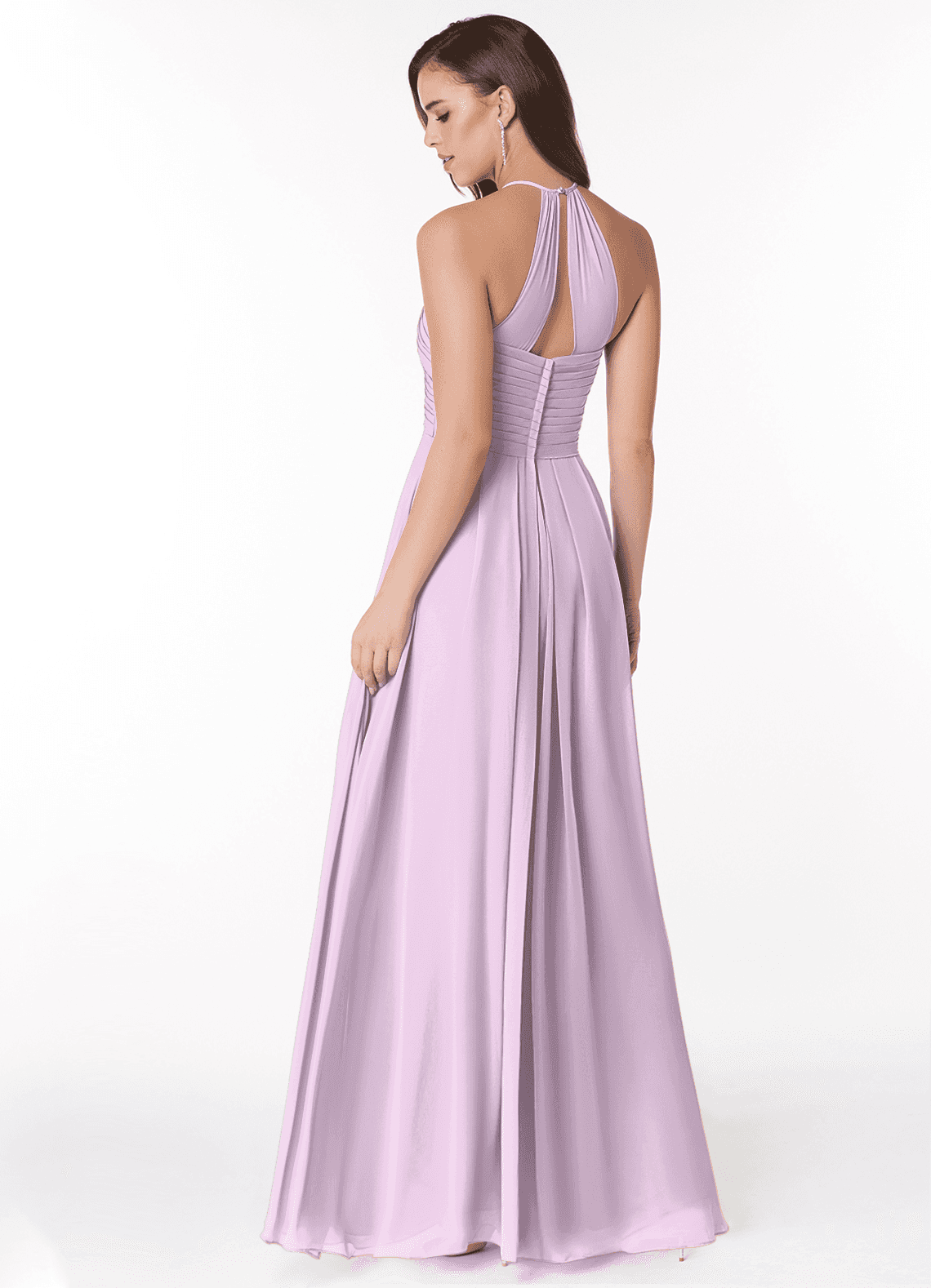 Ginger A-Line Halter Chiffon Bridesmaid Dress in Frosted Lilac