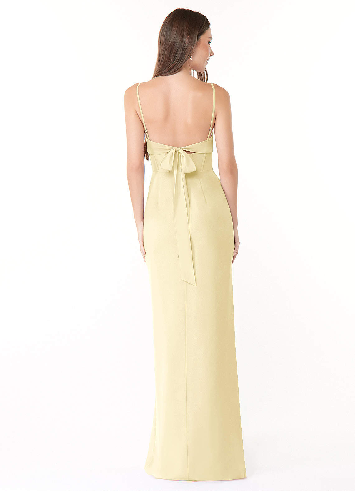 Mai Sheath Cowl-Neck Chiffon Bridesmaid Dress in Lemon Sorbet