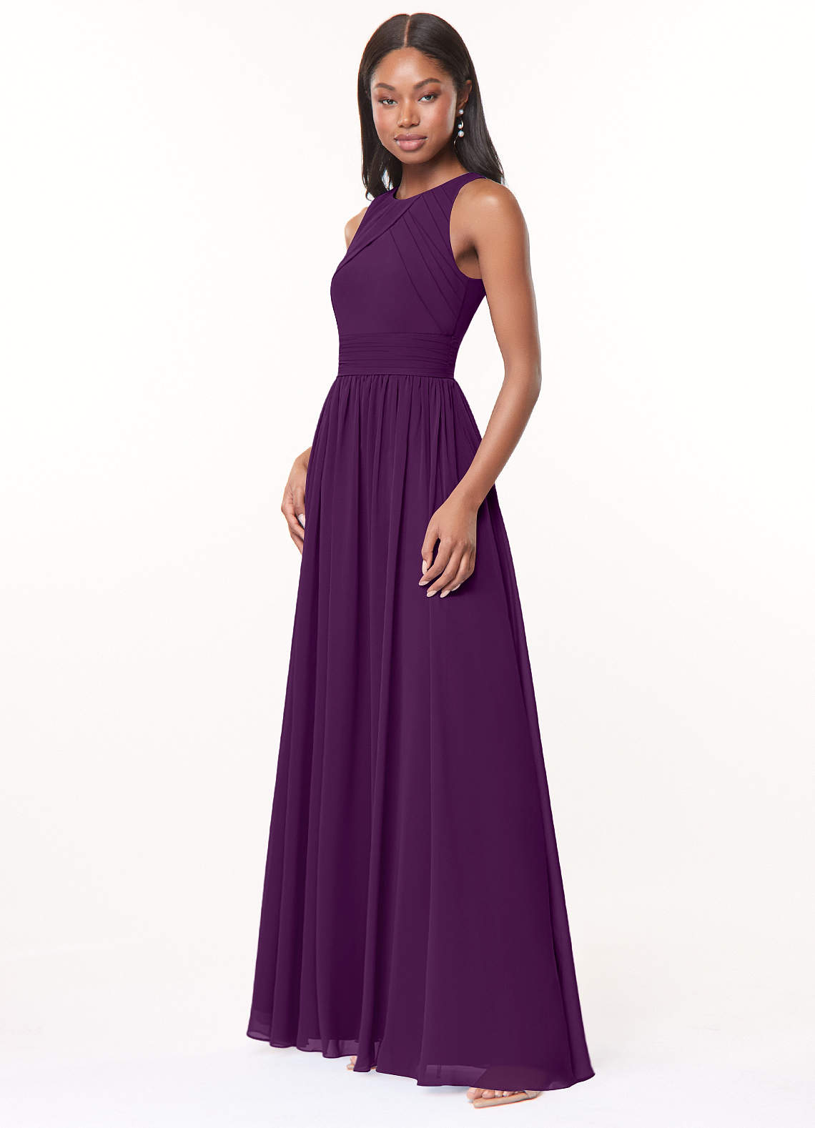 Harper A-Line Scoop-Neck Chiffon Bridesmaid Dress in Grape