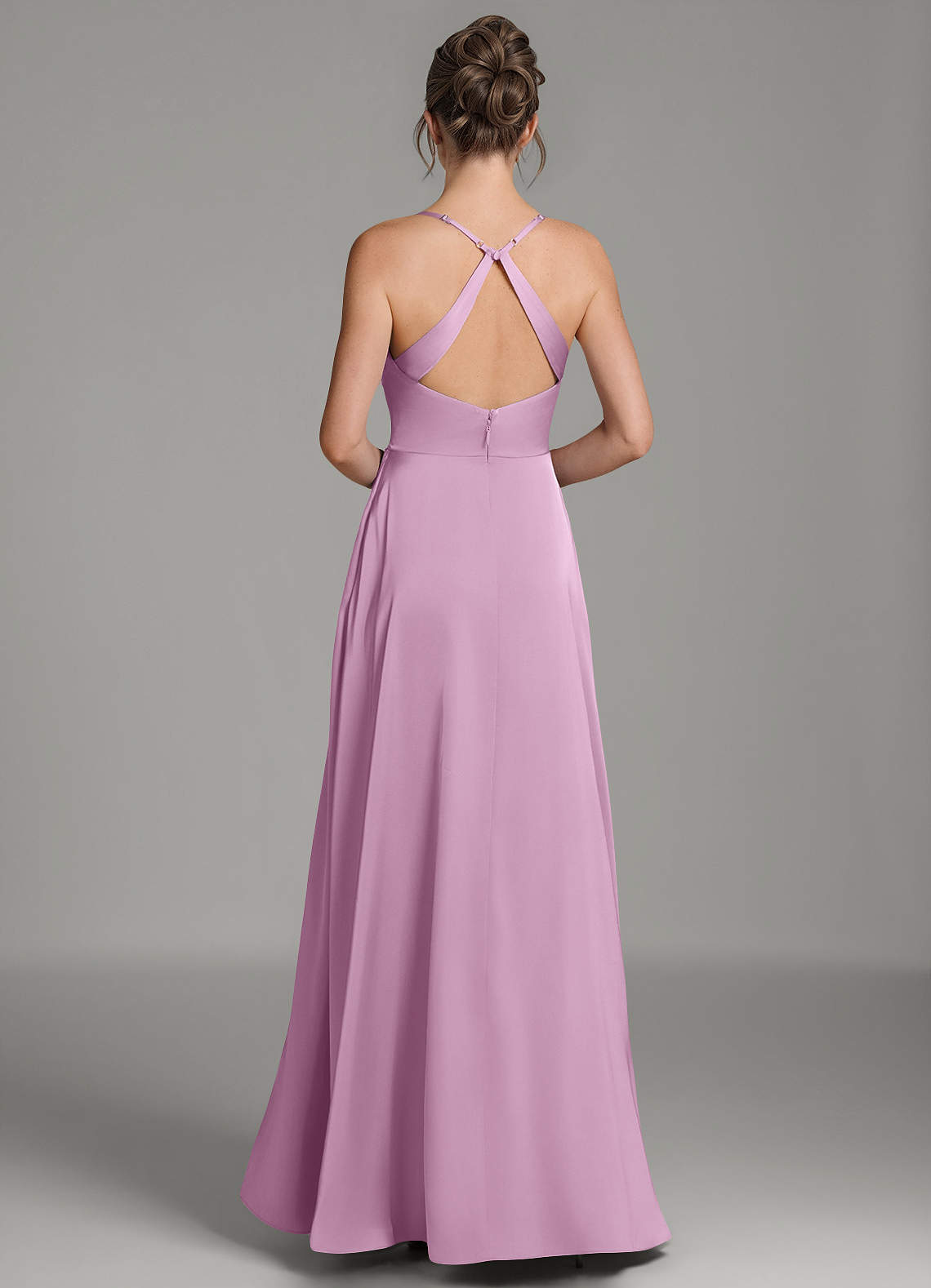 Frankie A-Line Scoop-Neck Stretch Satin Bridesmaid Dress in Wisteria