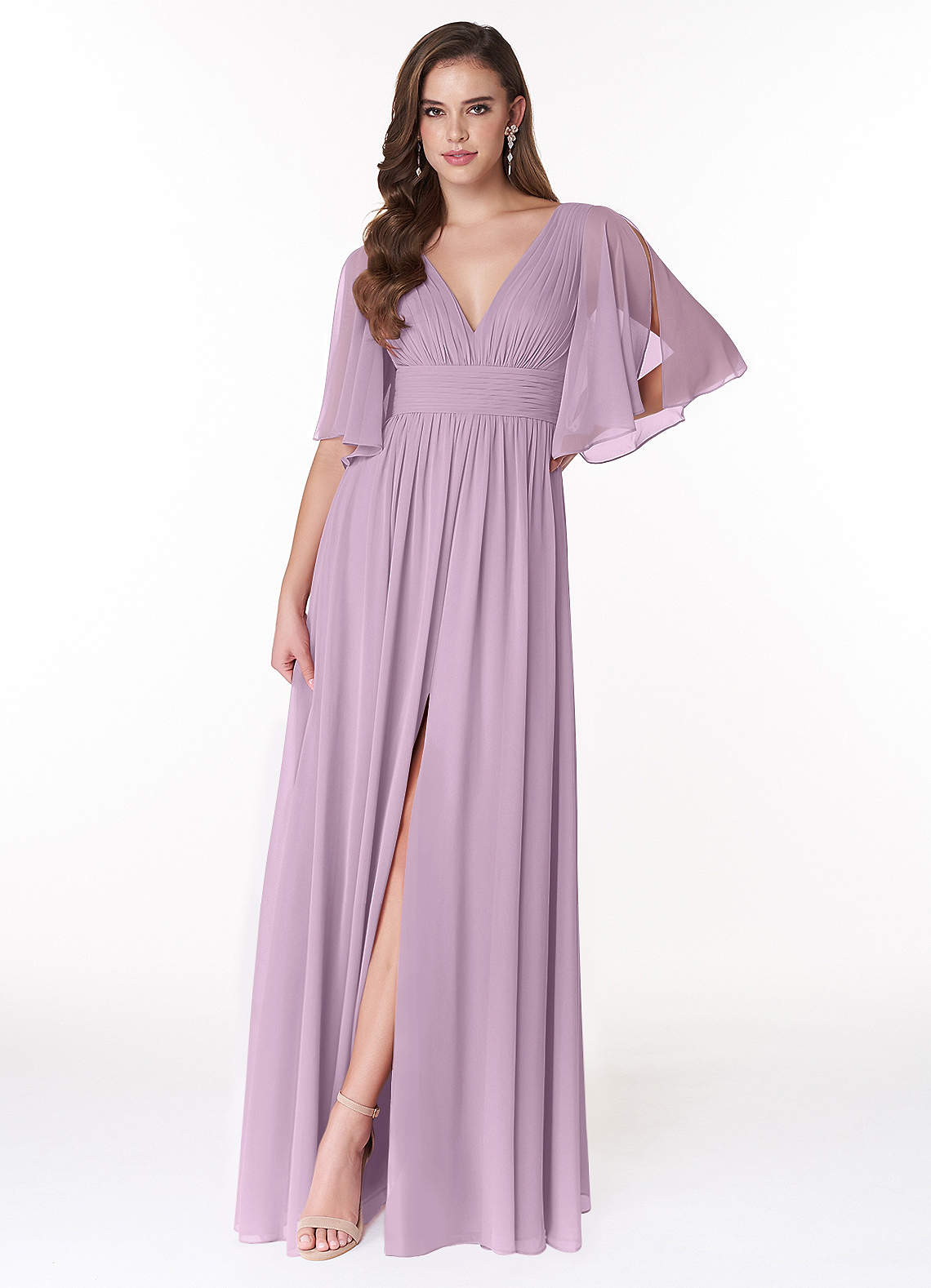 Temeka A-Line V-Neck Chiffon Bridesmaid Dress in Wisteria