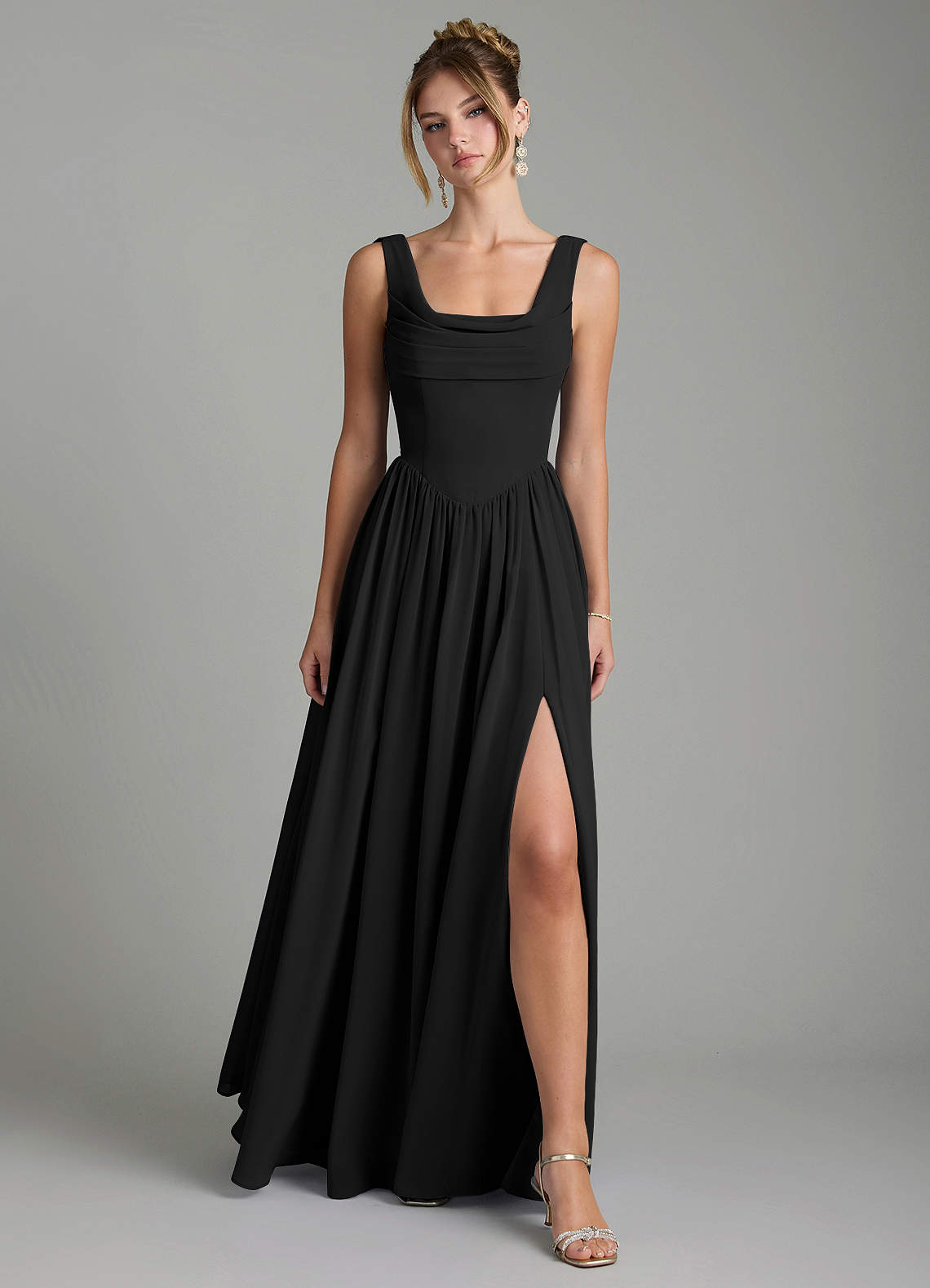 Novi A-Line Square-Neck Chiffon Bridesmaid Dress