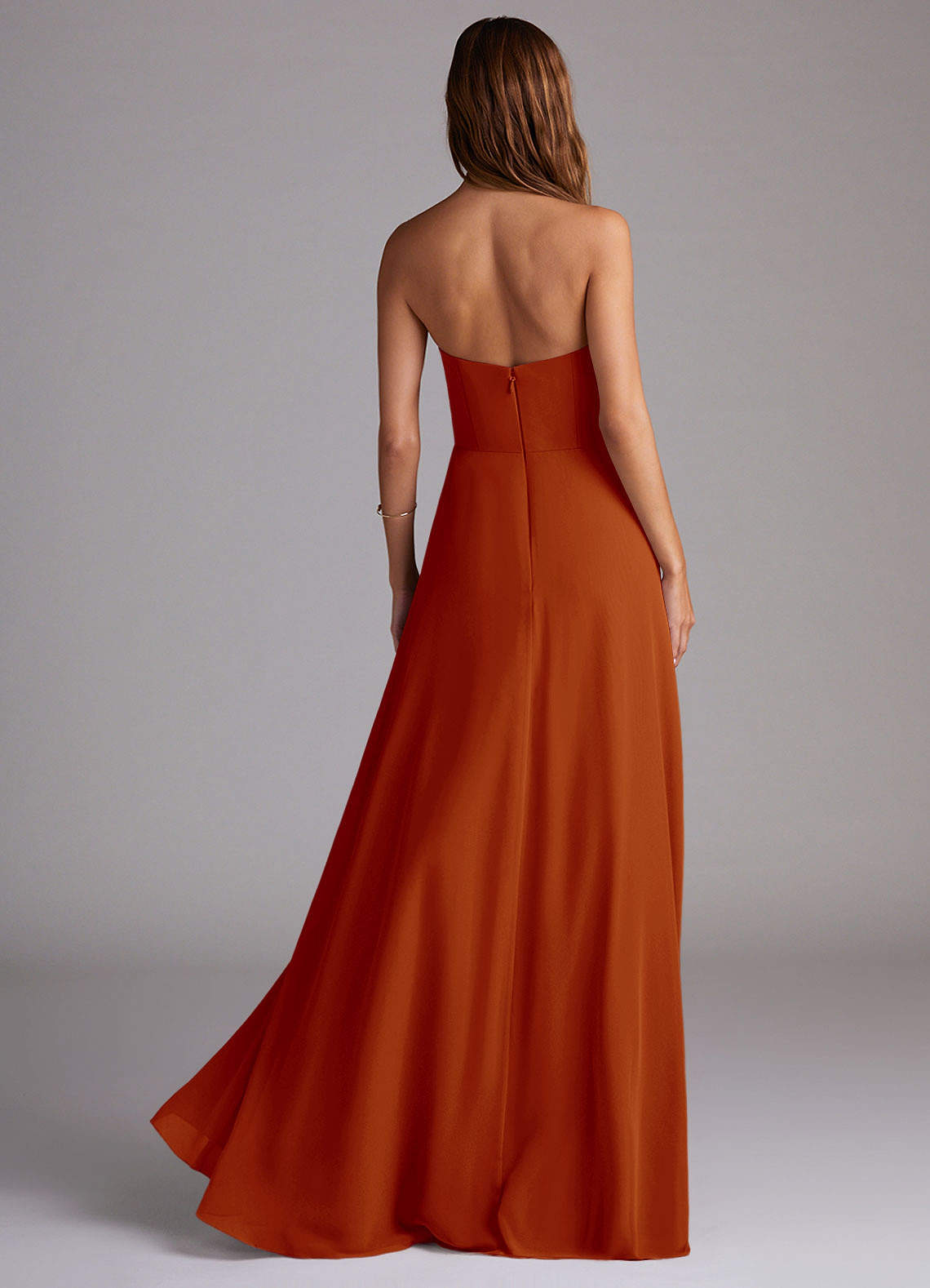 Wren A-Line Straight-Neck Chiffon Bridesmaid Dress in Paprika
