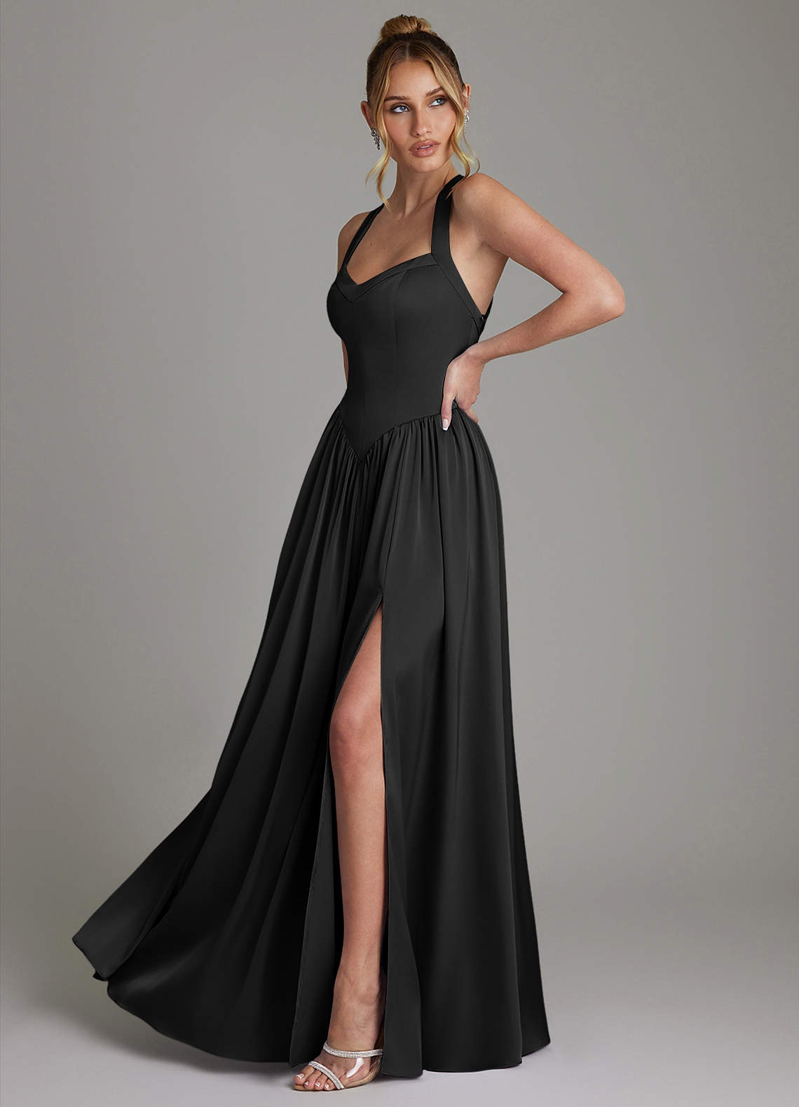 Francis A-Line V-Neck Stretch Satin Bridesmaid Dress