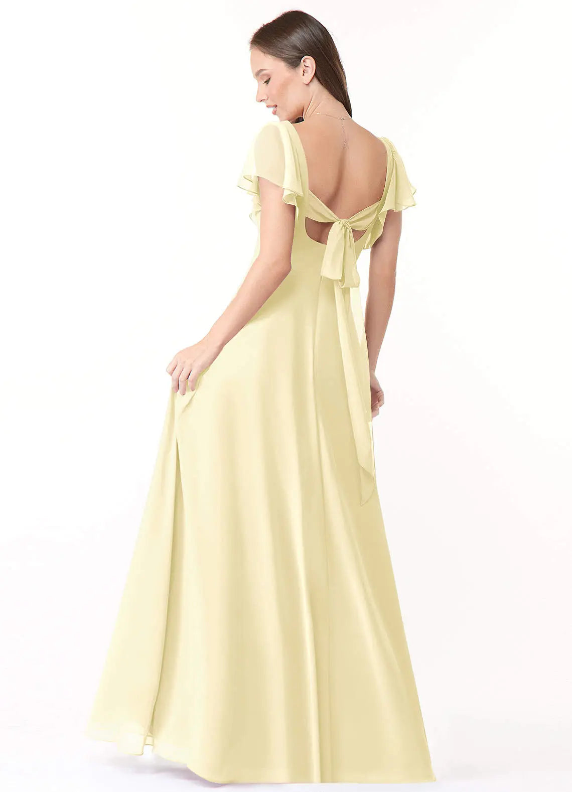Syenna A-Line V-Neck Chiffon Bridesmaid Dress in Lemon Sorbet