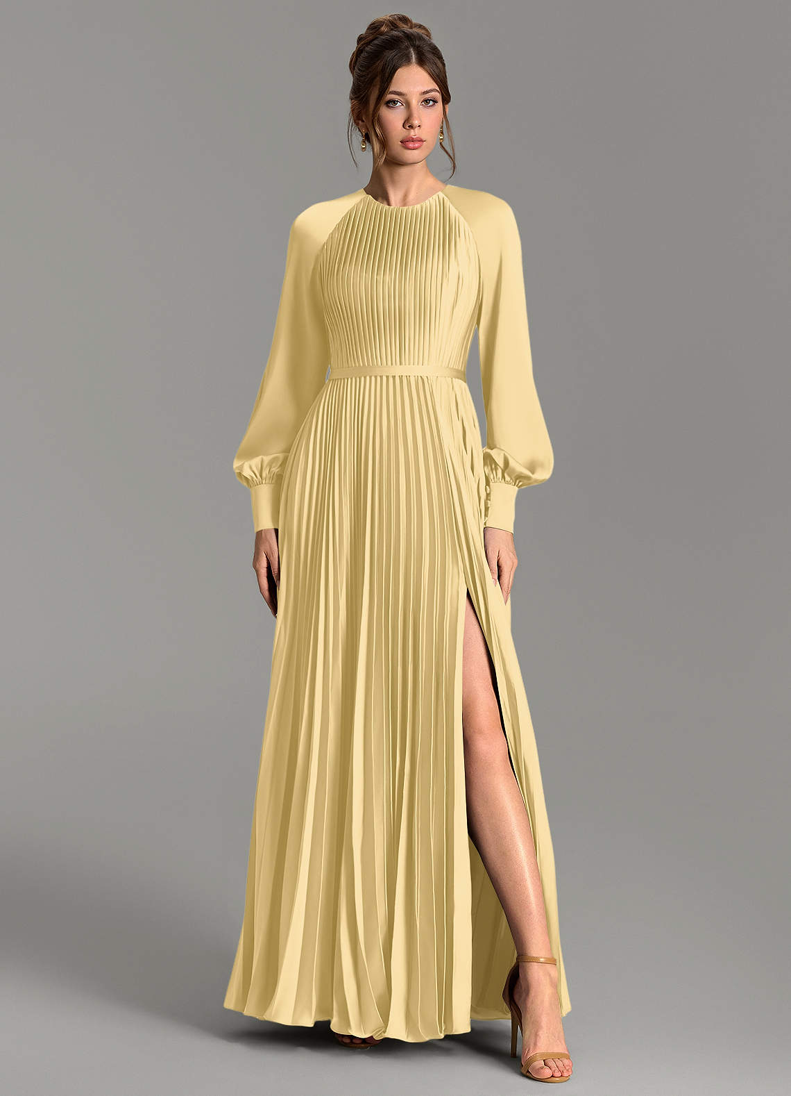 Grayson A-Line Scoop-Neck Stretch Satin Bridesmaid Dress in Butter