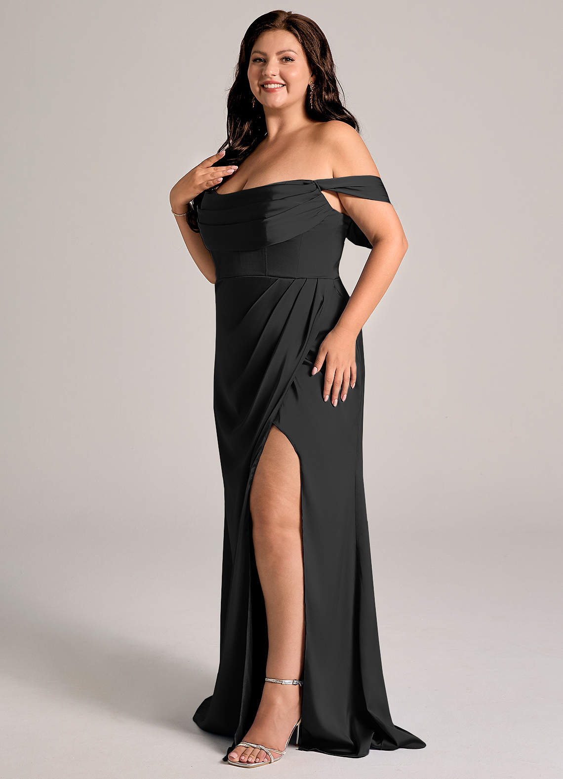 Johana Mermaid Off-the-Shoulder Stretch Satin Bridesmaid Dress