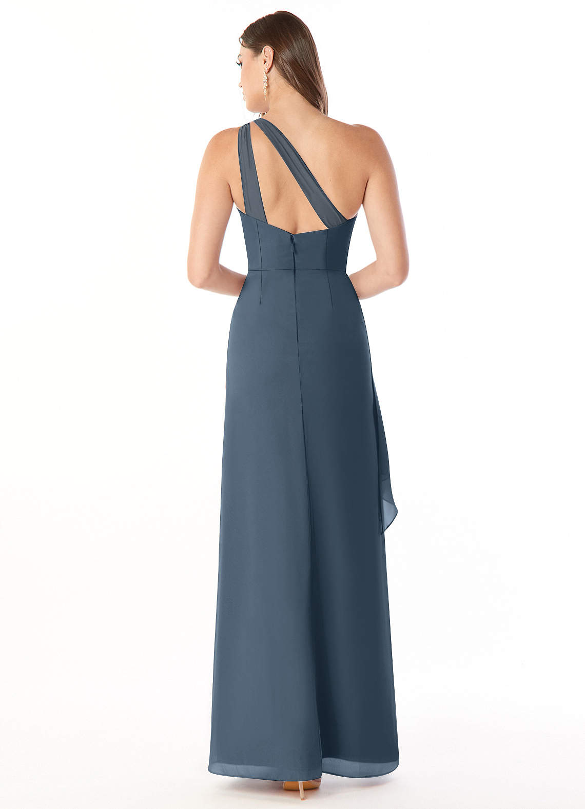 Maive Sheath One-Shoulder Chiffon Bridesmaid Dress in Neptune