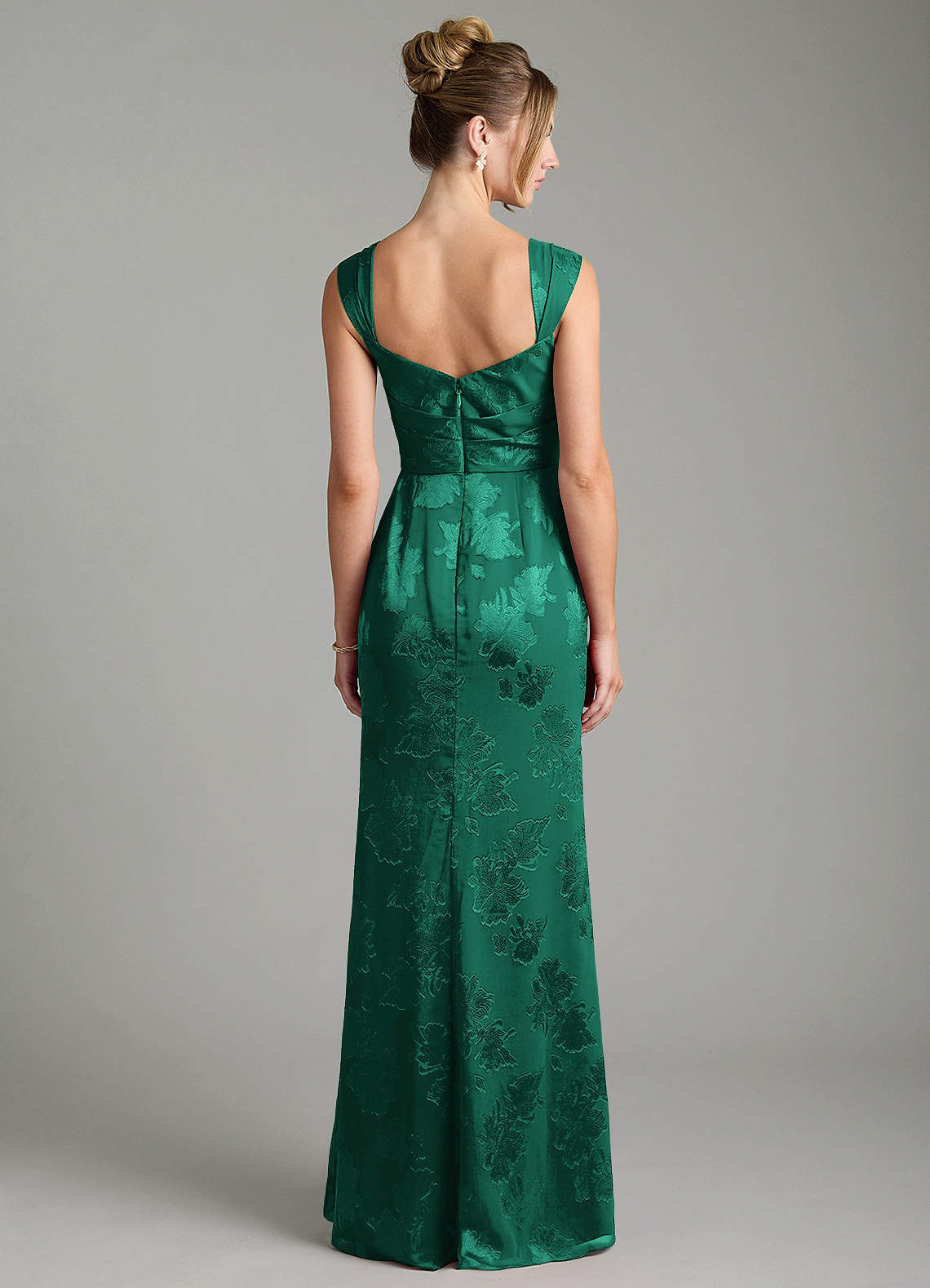 Kaelis Mermaid Scoop-Neck Jacquard Bridesmaid Dress in Emerald