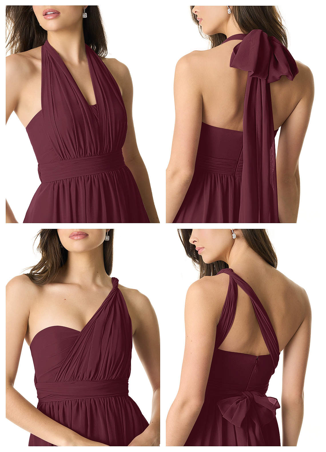 Olani A-Line V-Neck Chiffon Bridesmaid Dress in Cabernet