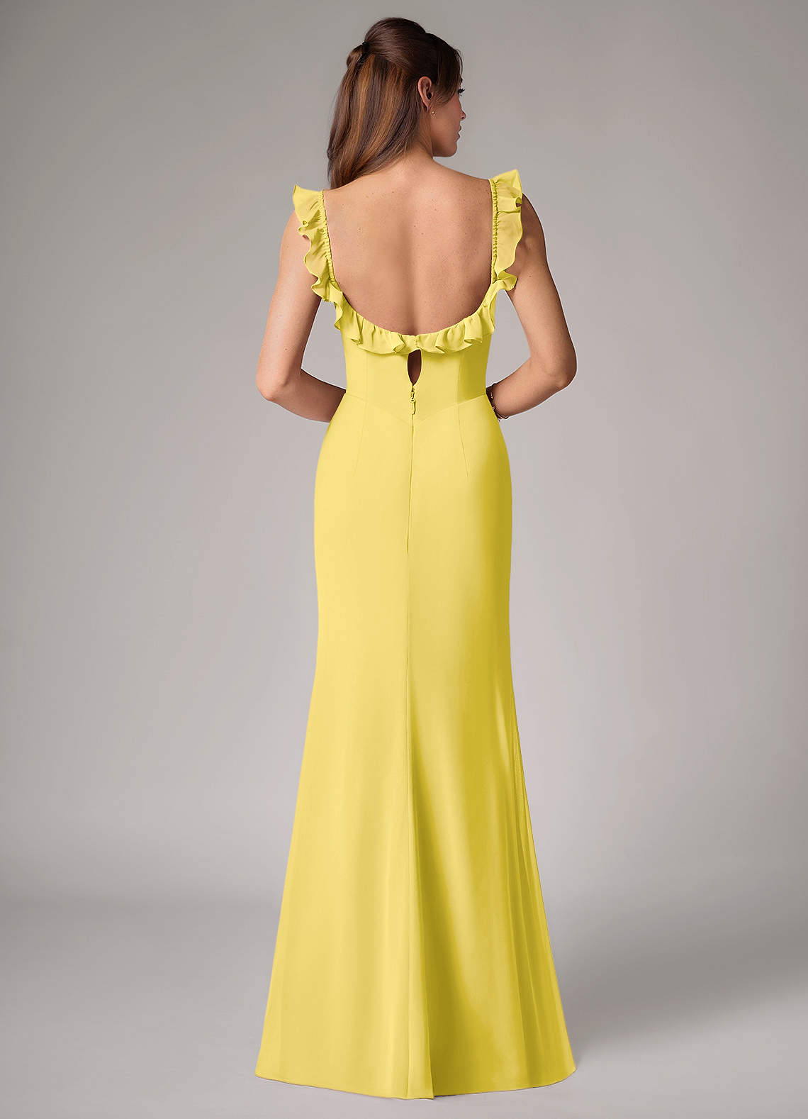 Callie Mermaid Scoop-Neck Chiffon Bridesmaid Dress in Canary