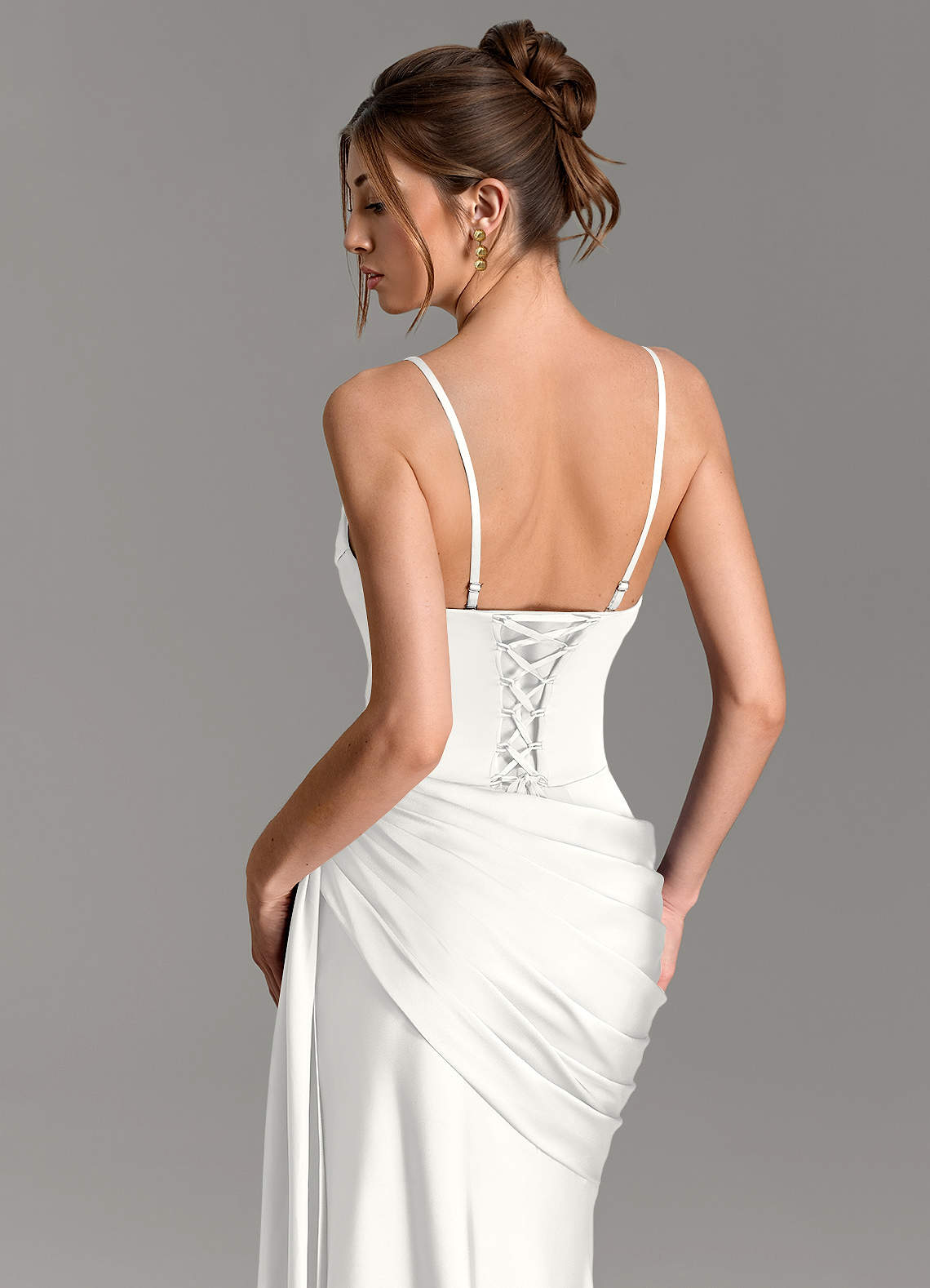 Zorah Mermaid Sweetheart Stretch Satin Bridesmaid Dress in white