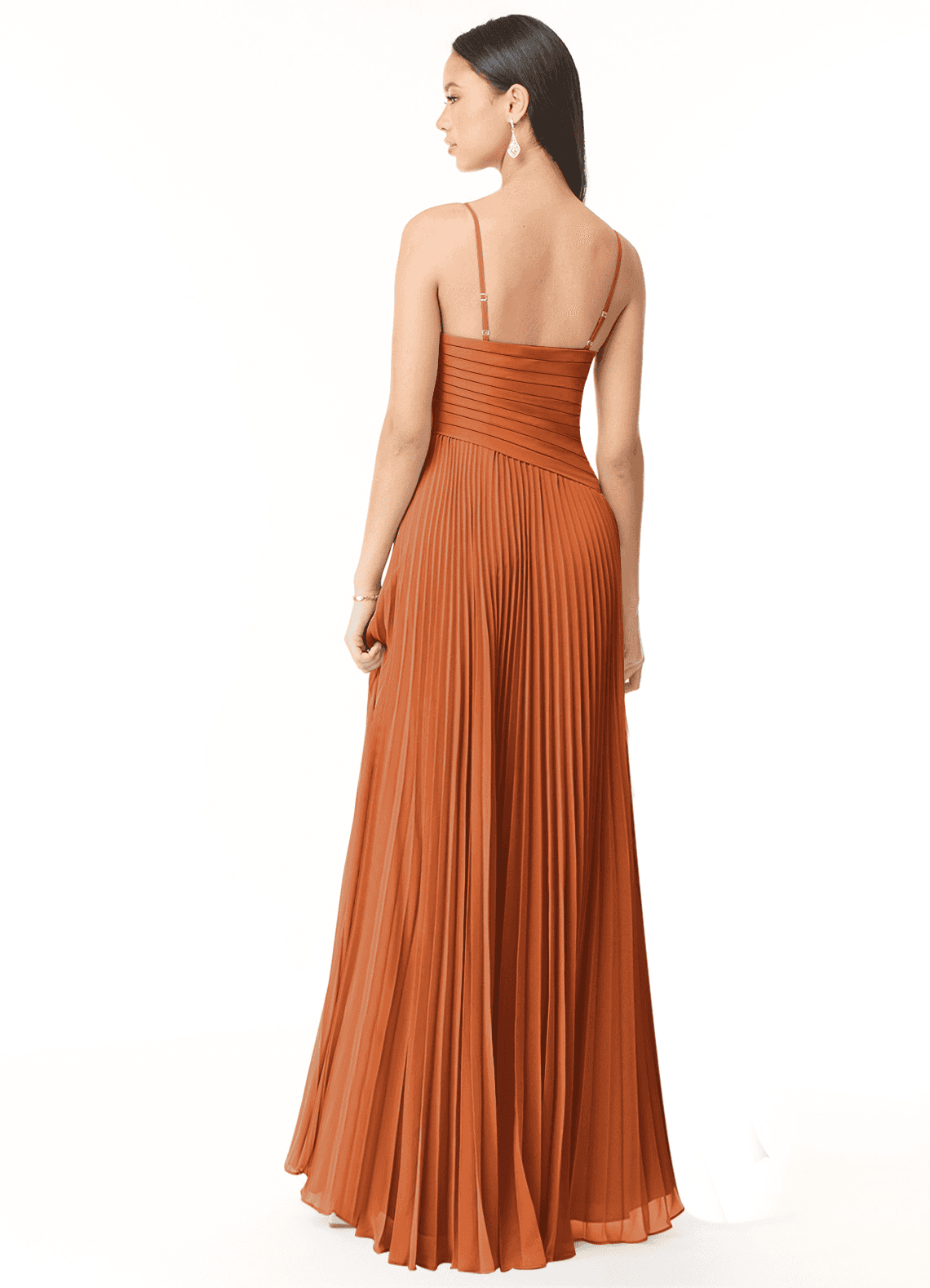 Vini A-Line V-Neck Chiffon Bridesmaid Dress in Cinnamon