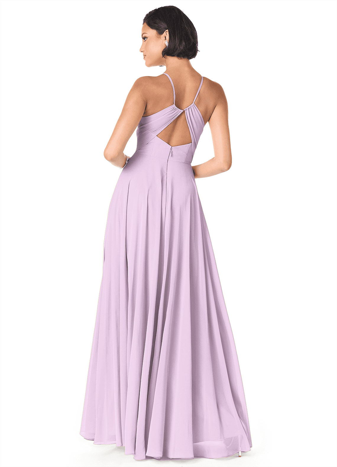Avelina A-Line V-Neck Chiffon Bridesmaid Dress in Frosted Lilac