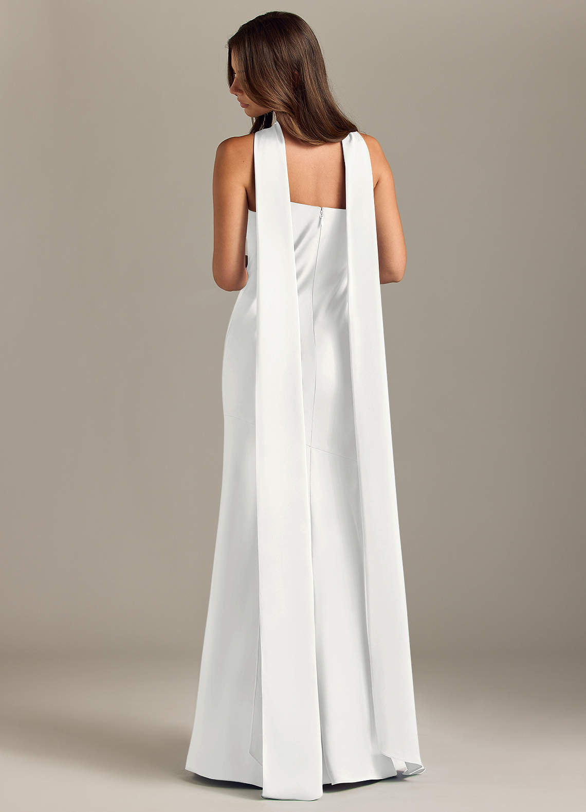 Kinsley Mermaid Halter Stretch Satin Bridesmaid Dress in white
