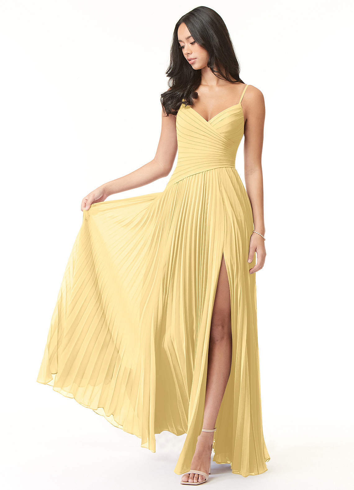 Vini A-Line V-Neck Chiffon Bridesmaid Dress in Butter
